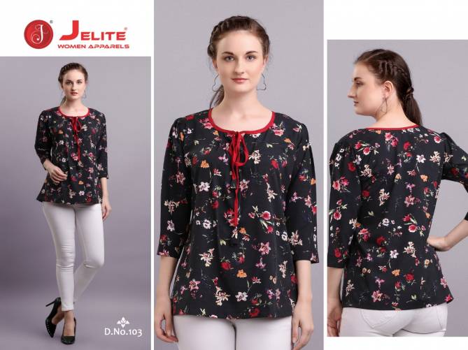 Jelite Tulip 1 Stylish Western Regular Wear Polyester crepe Ladies Top Collection