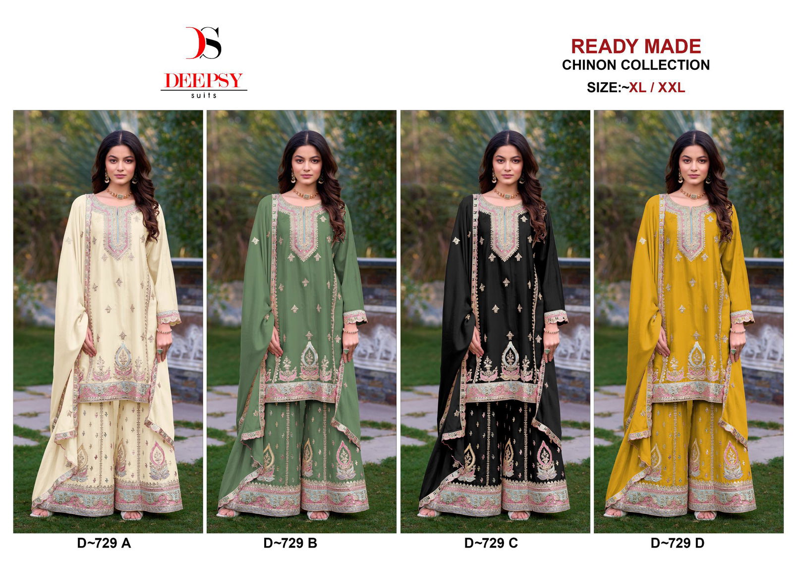 Deepsy D 729 A To D Chinon Pakistani Readymade Suits Wholesale In India