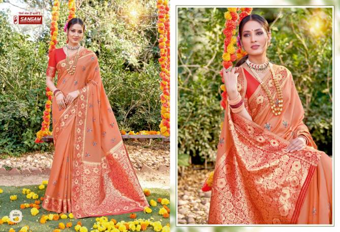 Sangam Subh Milan Heavy Wedding Wear Cotton Zari Weaving New Designer Sarees Collection