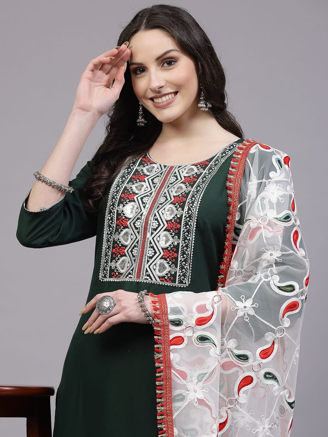 Shamal Viscose Reyon Embroidery Kurti With Bottom Dupatta Wholesale Shop In Surat