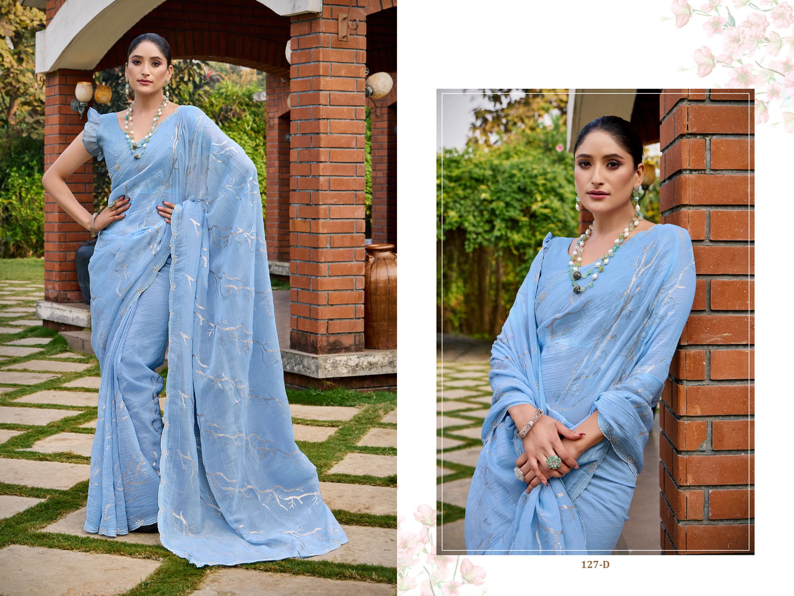 127 A To 127 D Durga fashion Crunchy silk Designer Party Wear Saree Suppliers In India