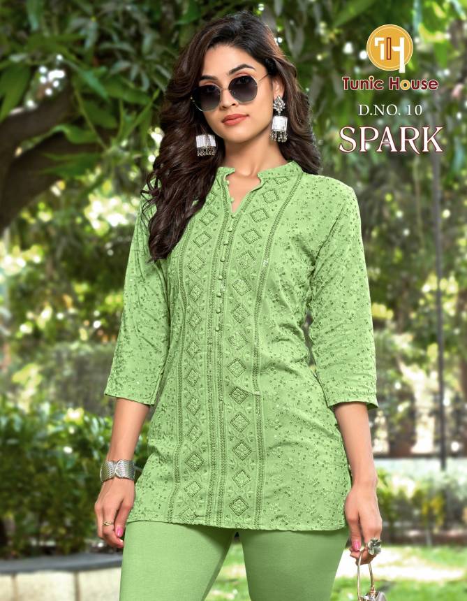 Spark 10 By Tunic House Viscose Rayon Chikankari Ladies Top Exporters In India
