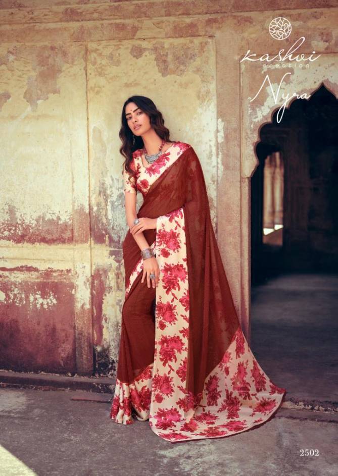 KASHVI NYRA Latest Fancy Festive Wear Weightless Satin Patta With Satin Blouse Saree Collection