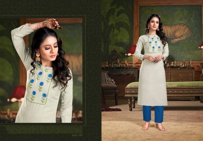 Nitisha Gangour latest fancy Designer regular wear Cotton Embroidery Kurti With Bottom Collection
