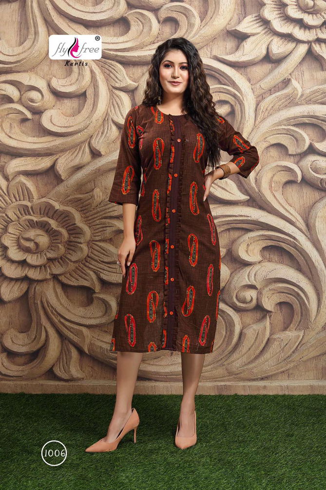 Fly Free Ranjhana Fancy Ethnic Wear Cotton Printed Anarkali Kurti Collection