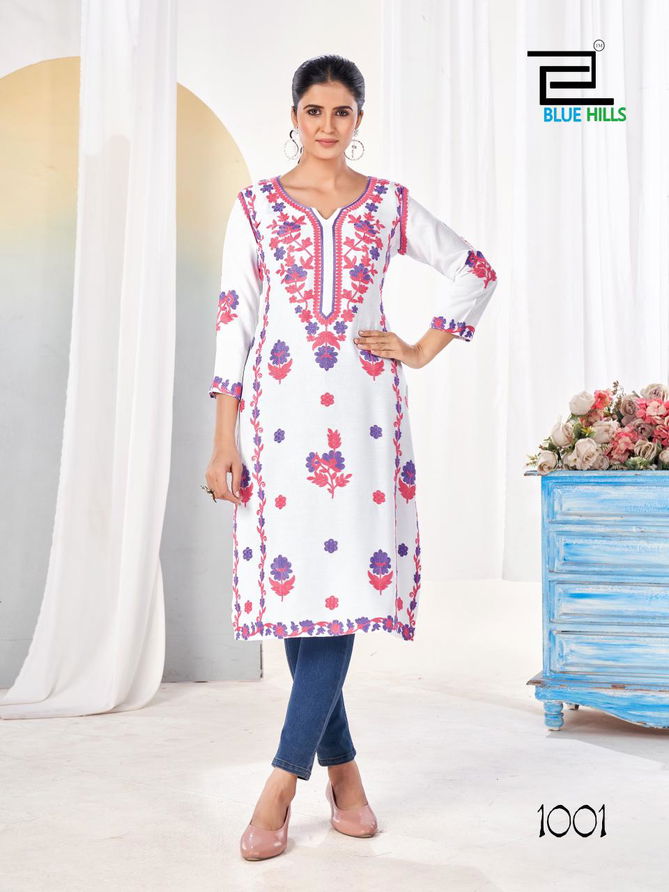 Yamini By Blue Hills Rayon Designer Kurtis Wholesale Shop In Surat