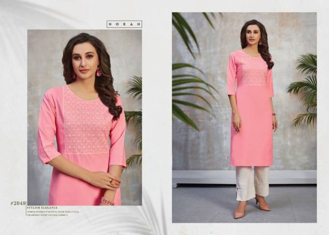 Tunic House Norja Latest Fancy Designer Ethnic Wear Rayon Embroidered Kurti Collection
