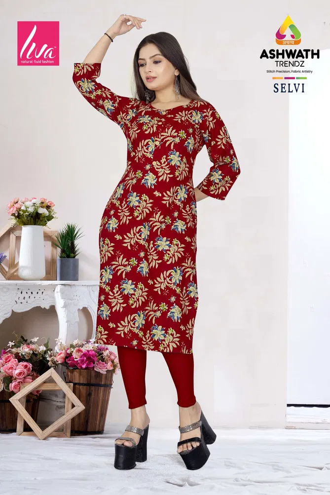 3 Selvi Ultra Premium Rayon Foil Printed Wholesale Kurti Suppliers In India