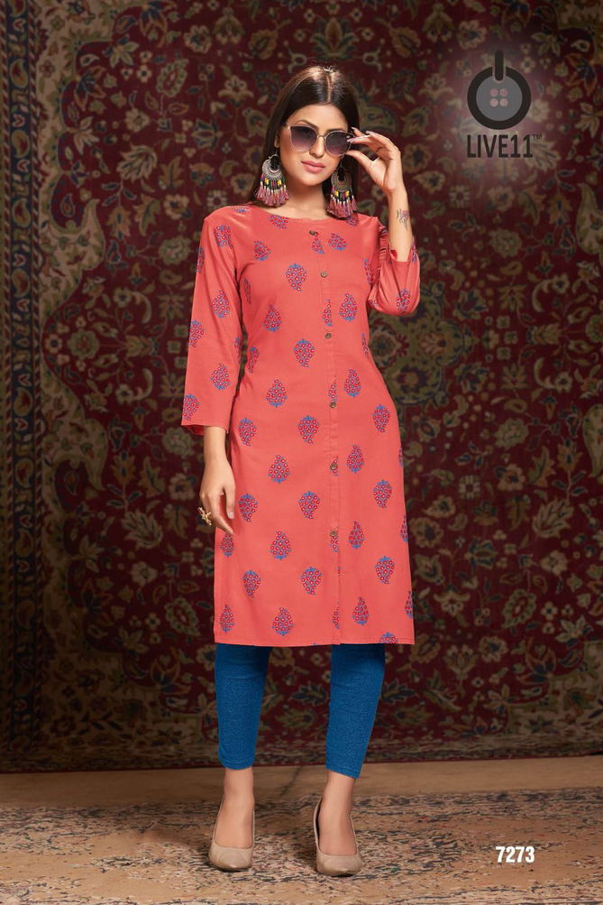 Rose 12 Latest Printed Regular Wear Rayon Designer Kurtis Collection
