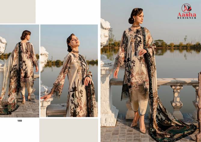 1008 By Aasha Pure Cotton Print Embroidery Pakistani Suits Wholesale Online 