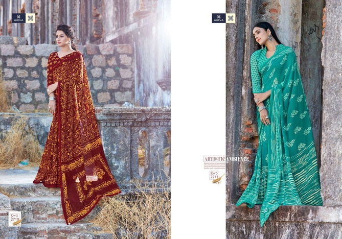 Hirva Shining Casual Daily Wear Georgette Printed Latest Saree Collection
