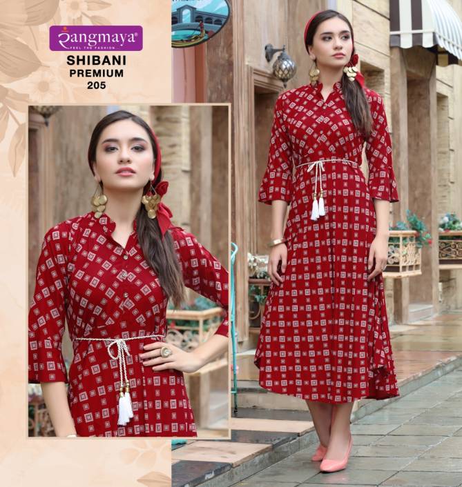 Rang Maya Shibani Premium 2 Rayon Printed Ethnic Wear Designer Fancy Long Kurti Collection
