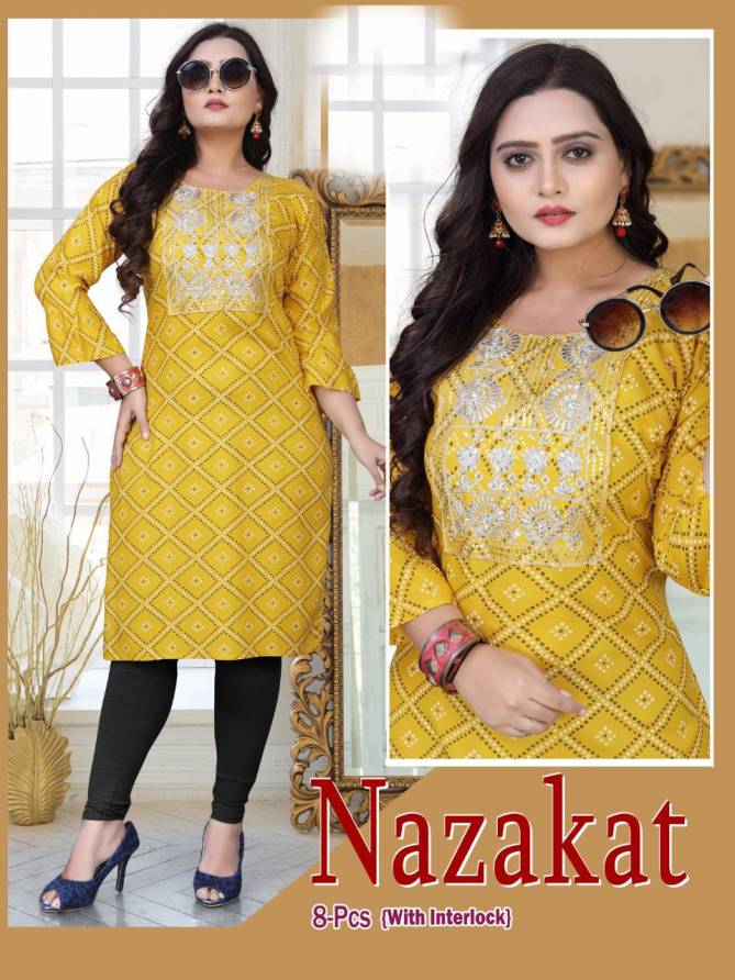 Akhand Jyot Nazakat Regular Wear Rayon Printed Latest Kurti Collection