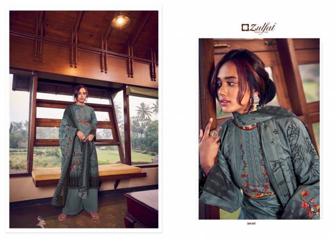 Zulfat Aakruti Latest Casual Wear Pure Cotton Digital Style Print With Heavy Fancy Embroidery Work Dress Material Collection

