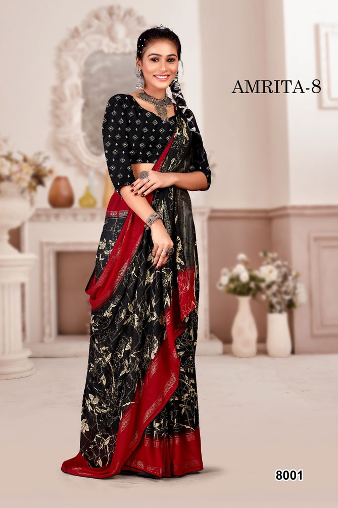 Amrita Vol 8 By Mahamani Creation Heavy Moss Foil Printed Sarees Wholesalers In Delhi