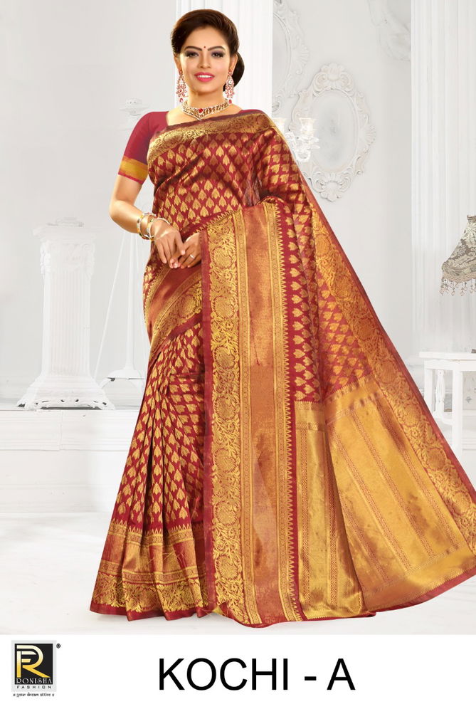 Ronisha Kochi Exclusive Silk With Pure Jari Festive Wear Designer Saree Collection
