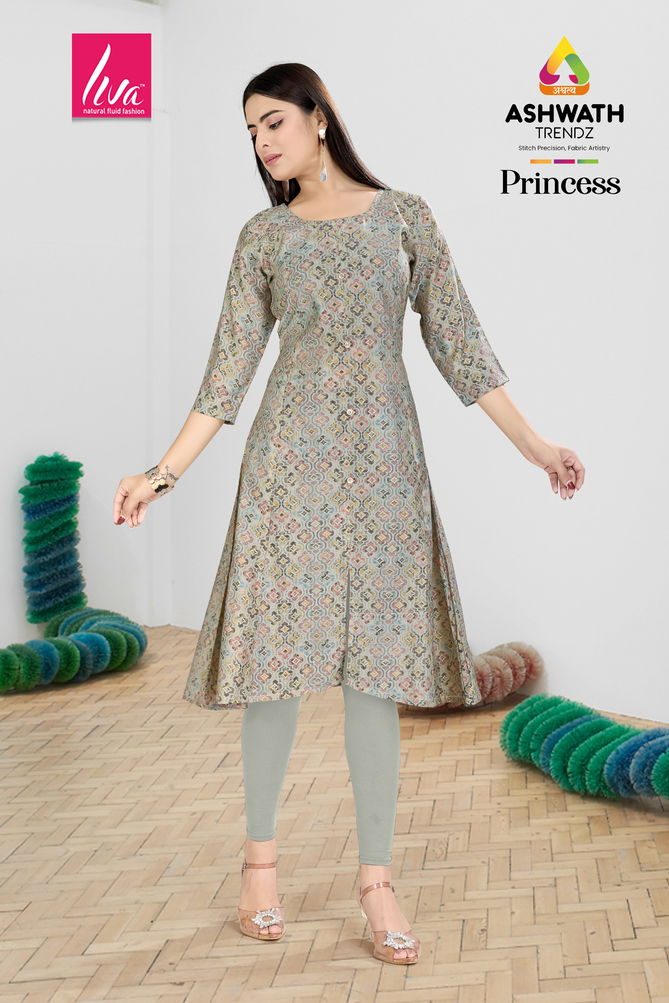 Princess Stylish Chanderi Foil Printed Kurti Wholesale Price In Surat