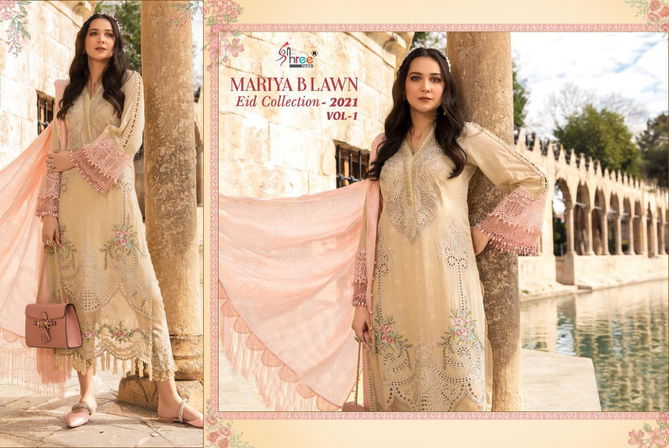 Shree Mariya B Lawn Eid Collection 2021 Vol 1 Latest Fancy Designer Festive Wear Pure Cotton Printed Pakistani Salwar Suits Collection
