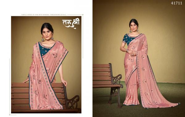 Pink Colour Latest Wedding Wear Satin Silk Georgette Embroidered Saree Collection 41711