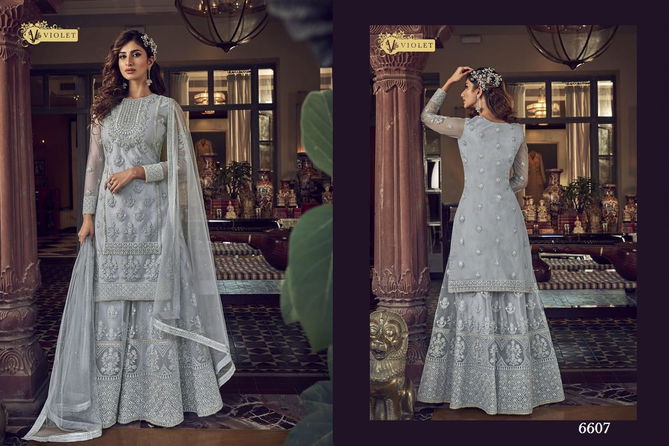 Swagat Violet Snow White Latest Designer Heavy Work Wedding Wear Salwar Suits Collection 