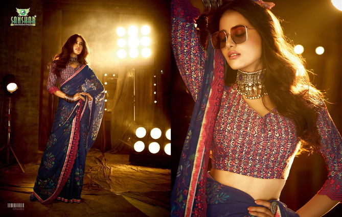 Sanskar Crazy New Exclusive Party Wear Georgette Printed Saree Collection
