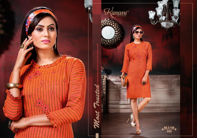 Kanasu Blush Exclusive Collection Designer Party Wear Heavy Rayon Kurti Collection