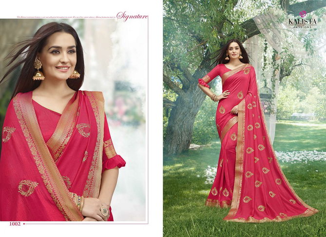 Kalista Khushboo Latest Designer Heavy Festive Wear Vichitra Silk Saree Collection 