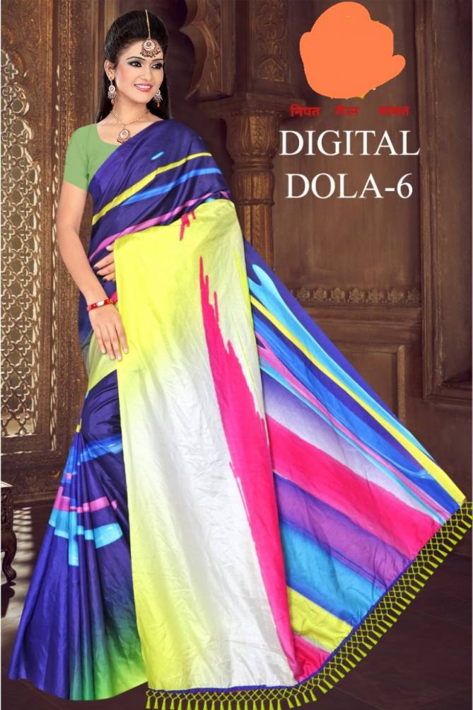 Green Chilli Digital Dola Latest Designer Party Wear Global Linen Juth Digital Printed Saree Collection