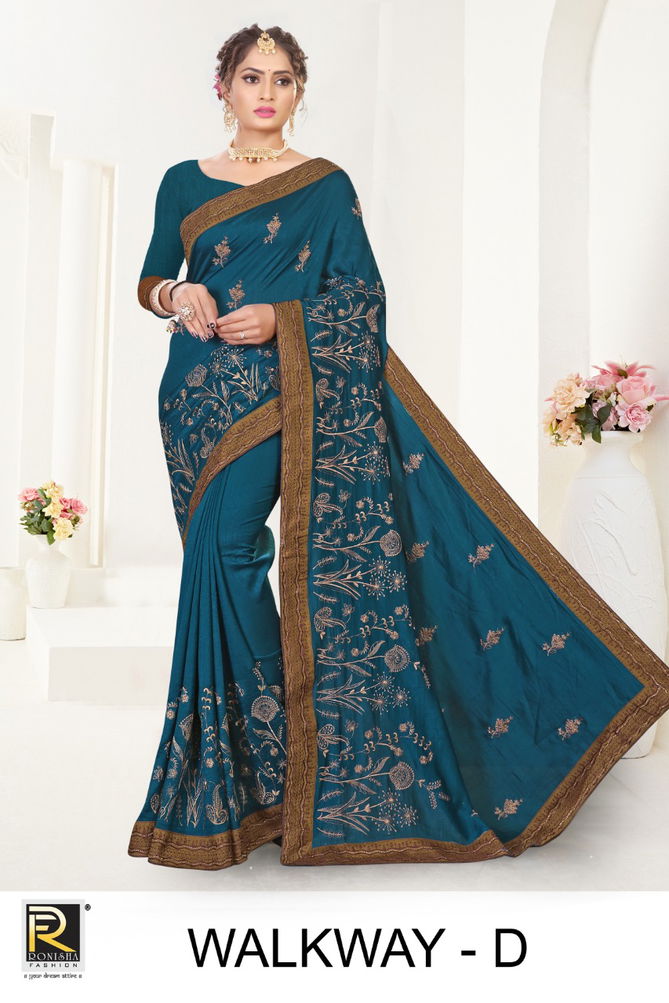 Ronisha Walkway Festive Wear Designer Vichitra Silk Fancy Saree Collection