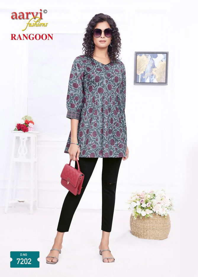 Rangoon By Aarvi Lawn Cotton Short Ladies Top Wholesale Market in Surat
