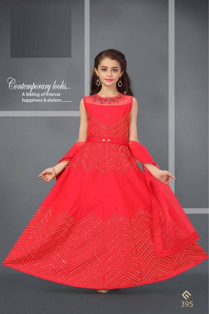 Red Angel 395 Festive Wear Silk Designer Kids Wholesale Gown Collection