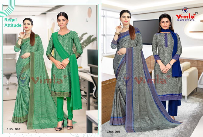 Tapsi Silk Vol 1 Silk Printed Uniform Dress With Saree Combo Catalog
