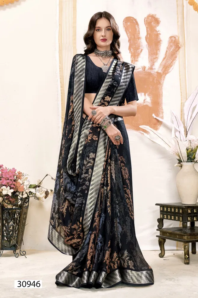 Jiya Vol 9 By Vallabhi Georgette Leaf Printed Sarees Orders In India