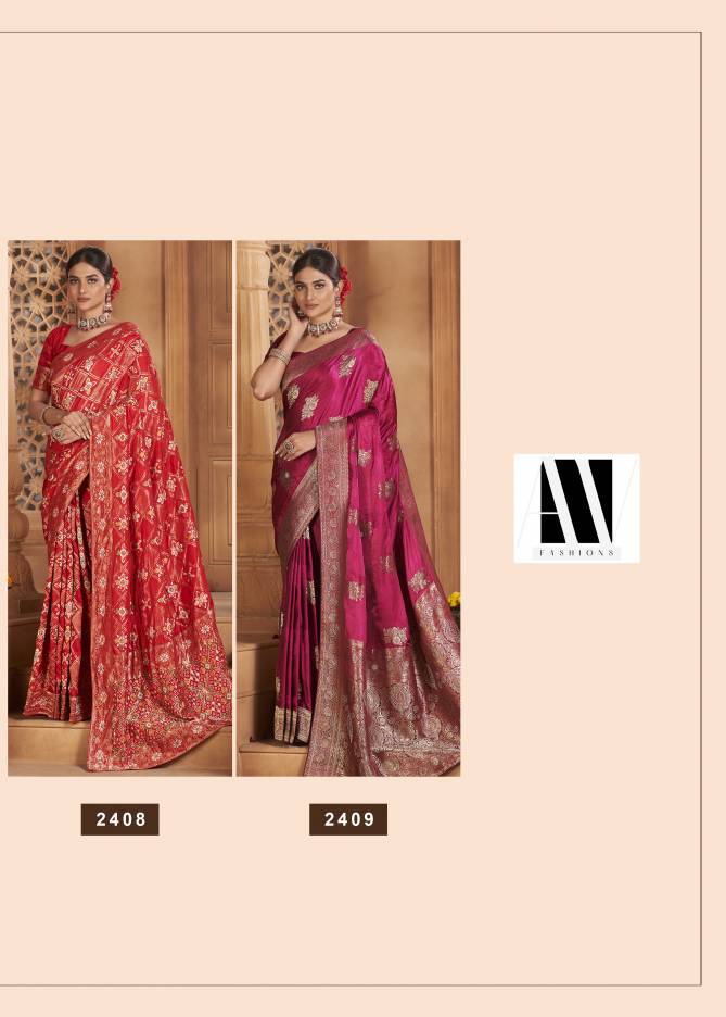 Banarasi Fusion Vol 2 By AV Satin Silk Wedding Wear Saree Exporters In India