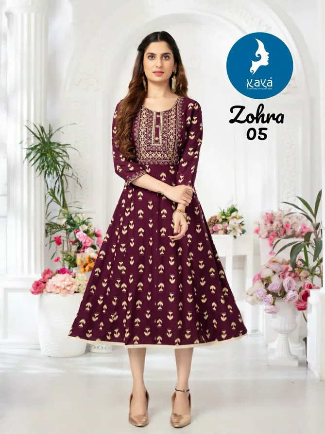 Zohra By Kaya Rayon Printed Kurtis Wholesale Market In Surat