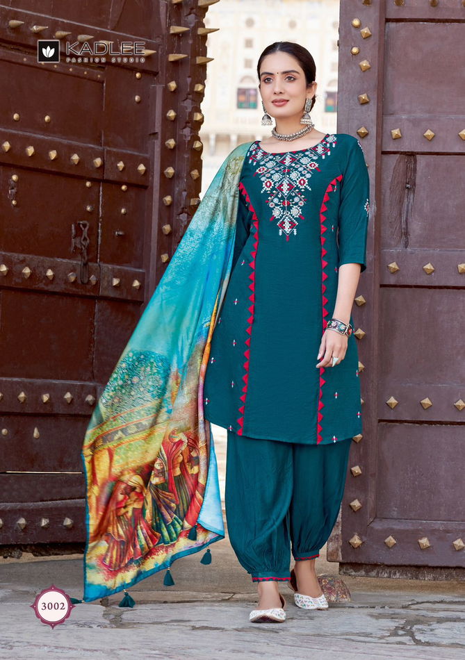 Kanchi By Kadlee Viscose Embroidery Kurti With Bottom Dupatta Wholesale Clothing Distributors In India