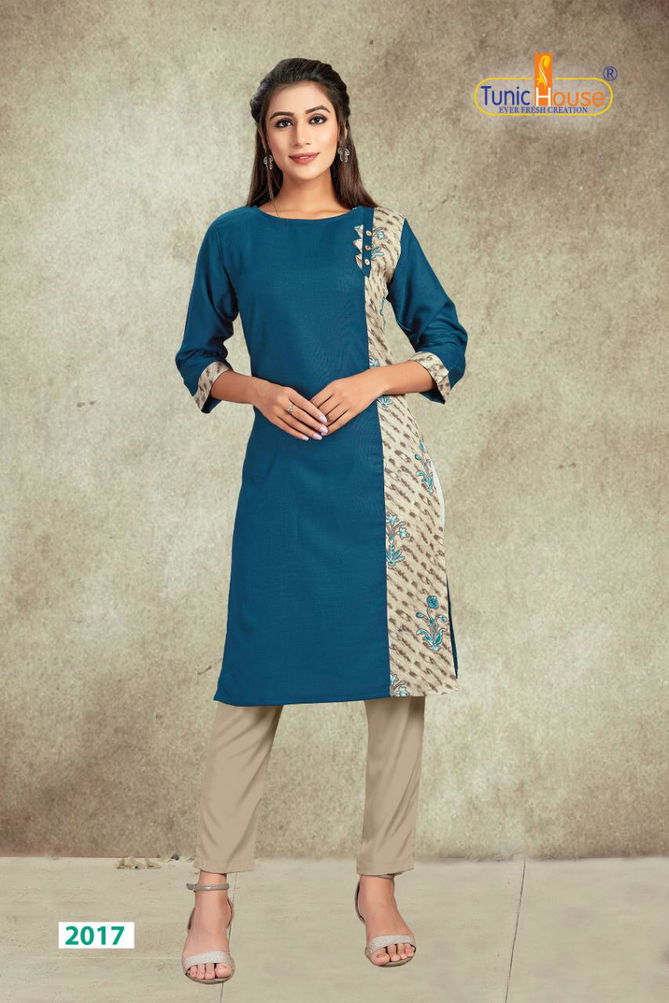 NEHA TANISHA Latest fancy Daily Wear Slub Cotton with contrast print Kurtis Collection