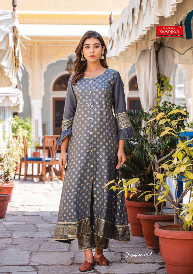 Wanna Jasmine Latest Designer Fancy Casual Wear Rayon Printed Kurti With Bottom Collection
