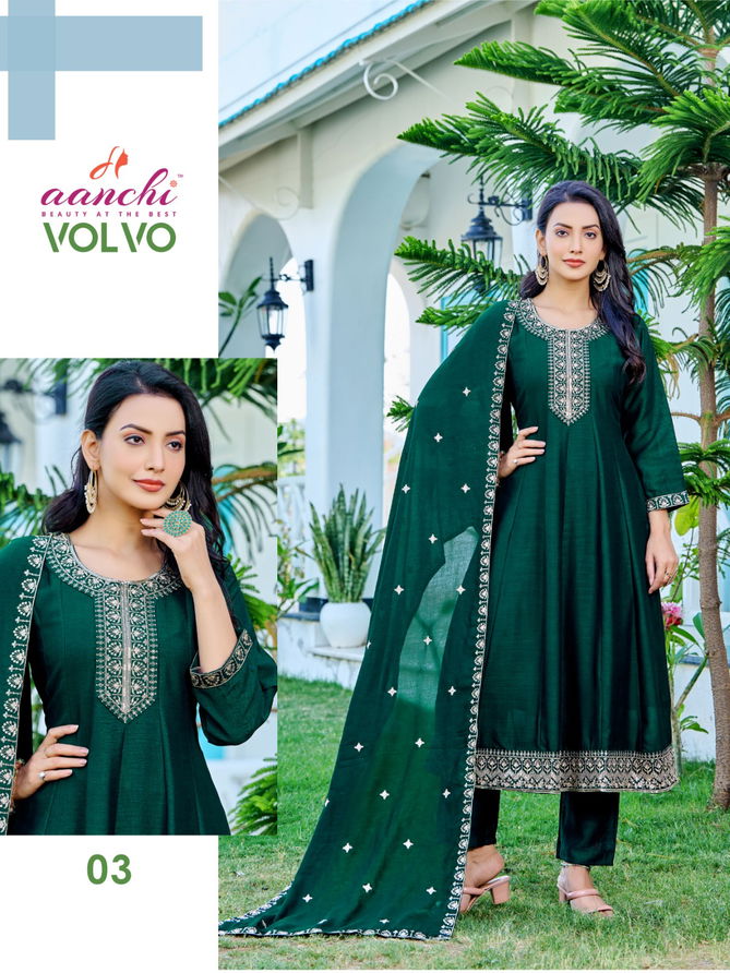 Volvo By Aanchi Vichitra Designer Anarkali Kurti With Bottom Dupatta Wholesale Shop In Surat