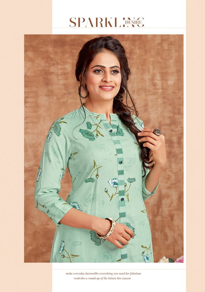 Alishka Adhisha Latest Fancy Designer Rayon With Foil Print Kurti With Bottom Collection
