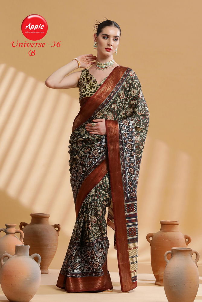 Universe 36 By Apple Printed Sarees For Bussiness