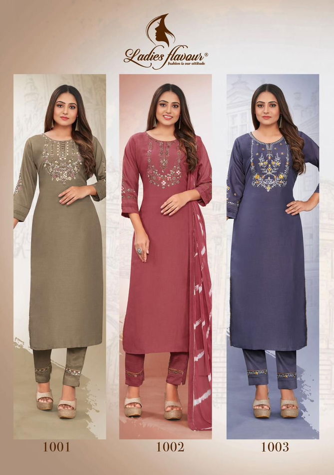 Noori By Ladies Flavour Chinon Kurti Bottom With Dupatta Catalog