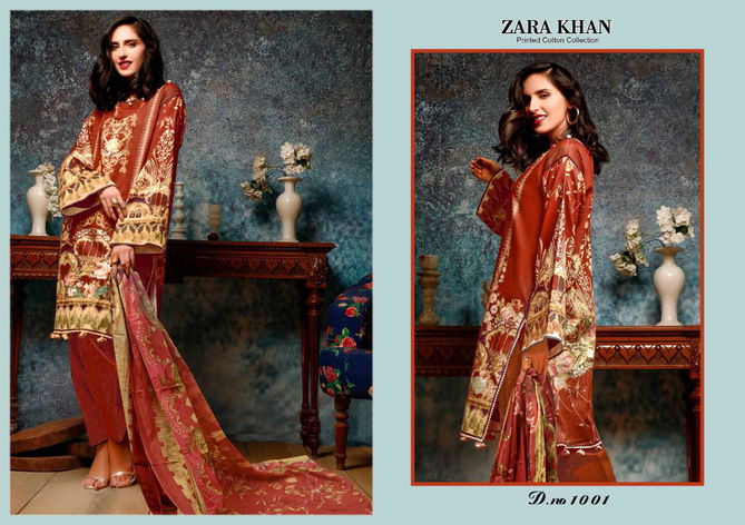 Zara Khan Latest Designer Festive Wear Karachi Pure Lawn Cotton Dress Material Collection 
