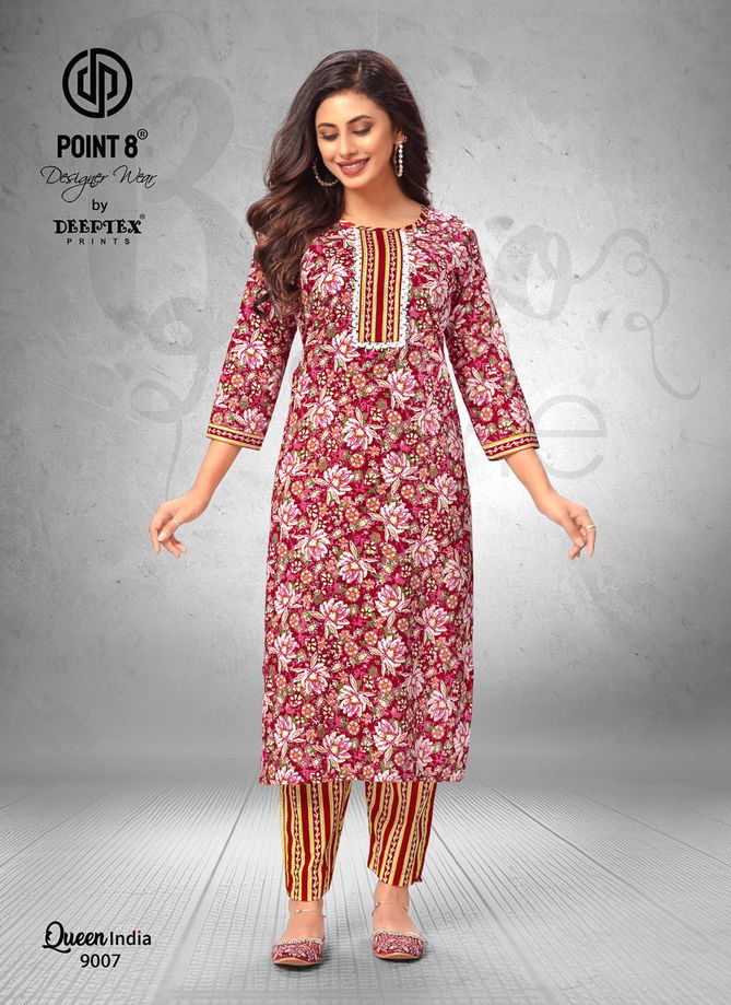 Queen India Vol 9 By Deeptex Cotton Printed Kurti With Bottom Exporters In India