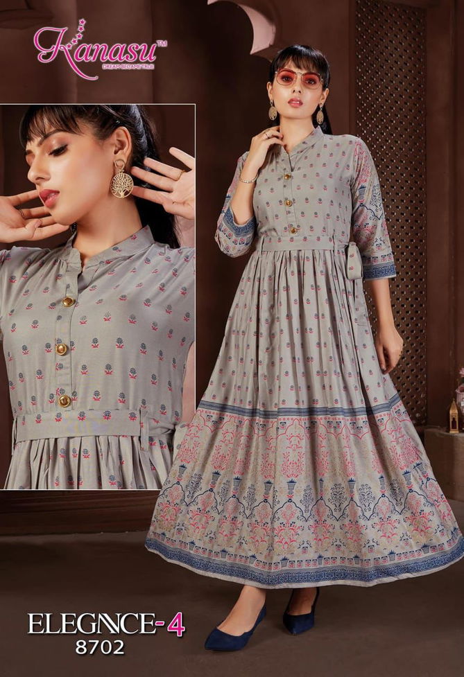 Kanasu Elegance 4 New Designer Ethnic Wear Long Anarkali Kurti Collection