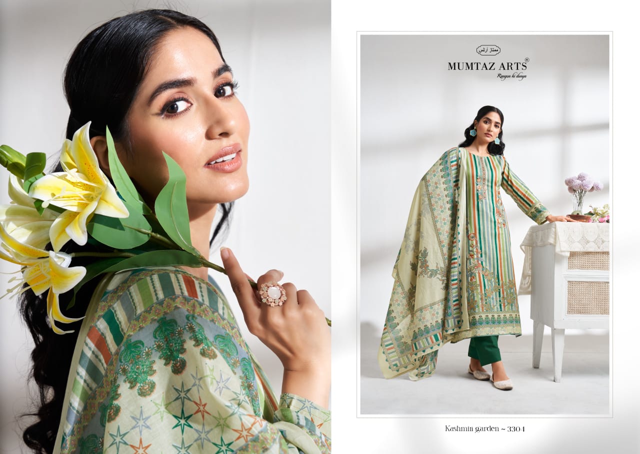 Kashmiri Garden By Mumtaz Lawn Cotton Printed Embroidery Dress Material Wholesalers In Delhi