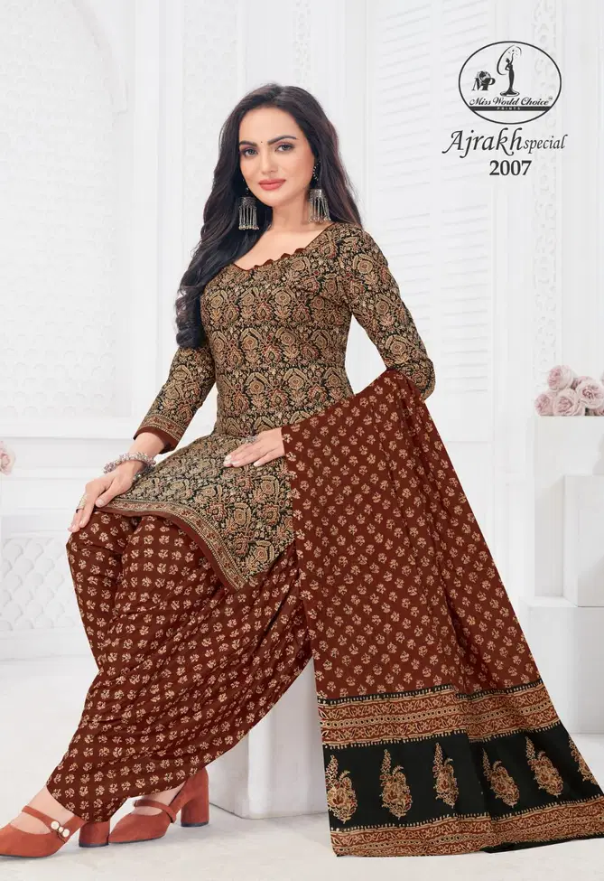 Miss World Ajrakh Vol 2 Designer Cotton Dress Material
