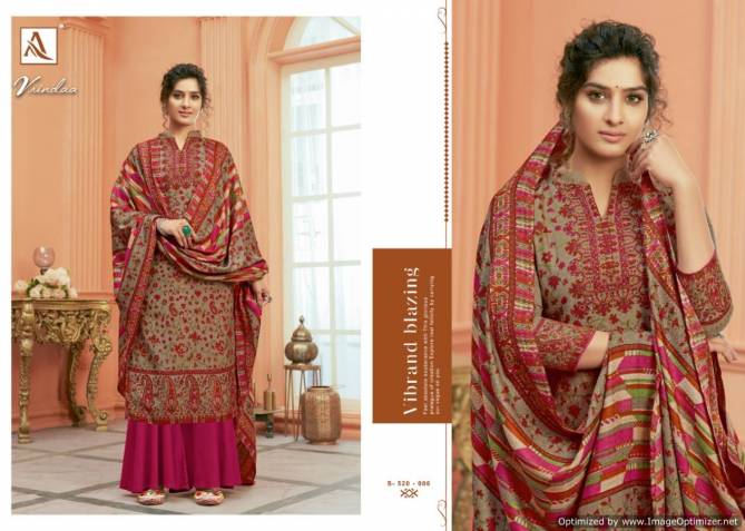 Alok Vrindaa Pure Ready Made Wool Pashmina Digital Print with Swarovski Diamond Work Plazzo Suit Collection 