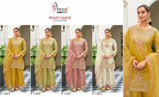 R 1186 By Shree Organza Embroidery Designer Wholesale Pakistani Suits In Surat