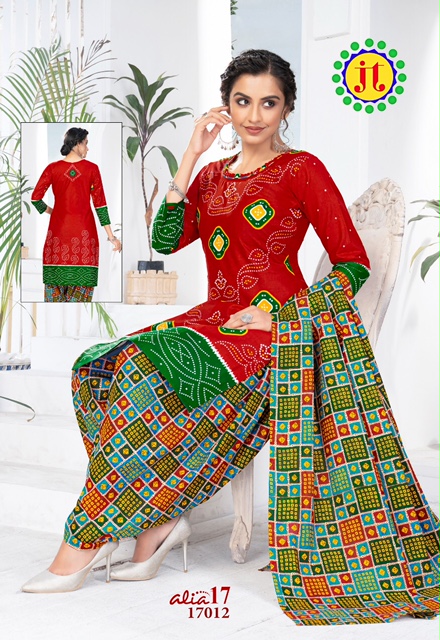 JT Alia 17 Regular Wear Designer Bandhani Printed Cotton Drees Material  Collection
